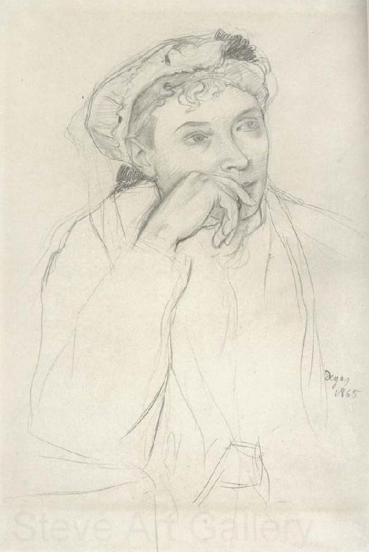 Edgar Degas Study for woman seated Beside a vass of flowers Norge oil painting art
